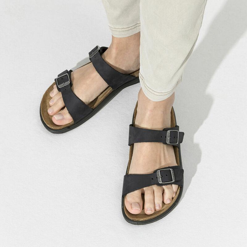 Birkenstock Sierra Oiled Læder Sandaler Dame Sort | DK 358LIS